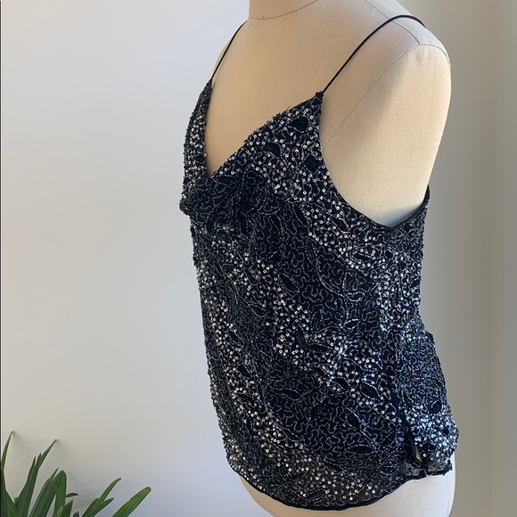 Rickie Freeman x Teri Jon Black Sequin Top - Picture 3 of 5